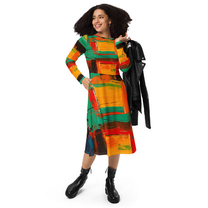 Gianneli Colours Long Sleeve Midi Dress